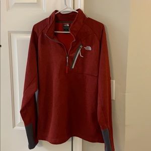 Red north face half zip pullover